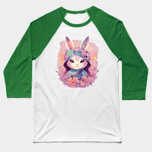 Cute Floral Ninja Rabbit Baseball T-Shirt